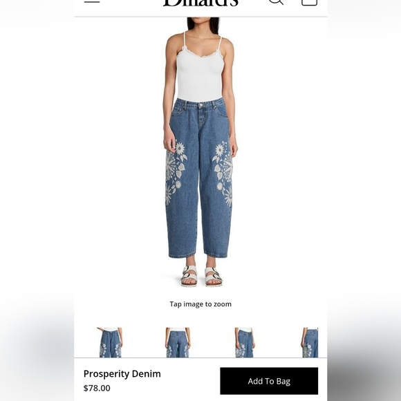 Floral Embroidered Midrise Barrel Jeans - Picture 12 of 14